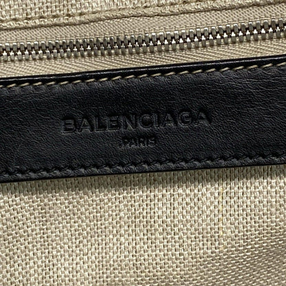 Balenciaga Tote Bag Navy Cabas S 339933 Black X Ivory Rope Handle Leather