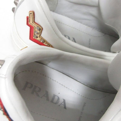 Prada 1e319l Heart Wappen Studded Sneakers Low Cut Leather 36.5 White - Mnk3