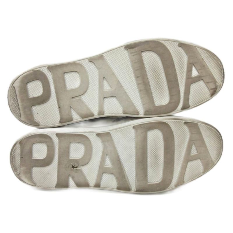 Prada 1e319l Heart Wappen Studded Sneakers Low Cut Leather 36.5 White - Mnk3