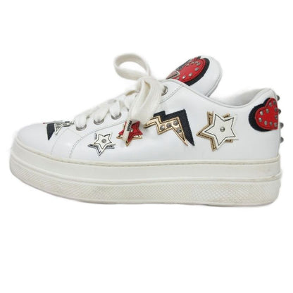 Prada 1e319l Heart Wappen Studded Sneakers Low Cut Leather 36.5 White - Mnk3