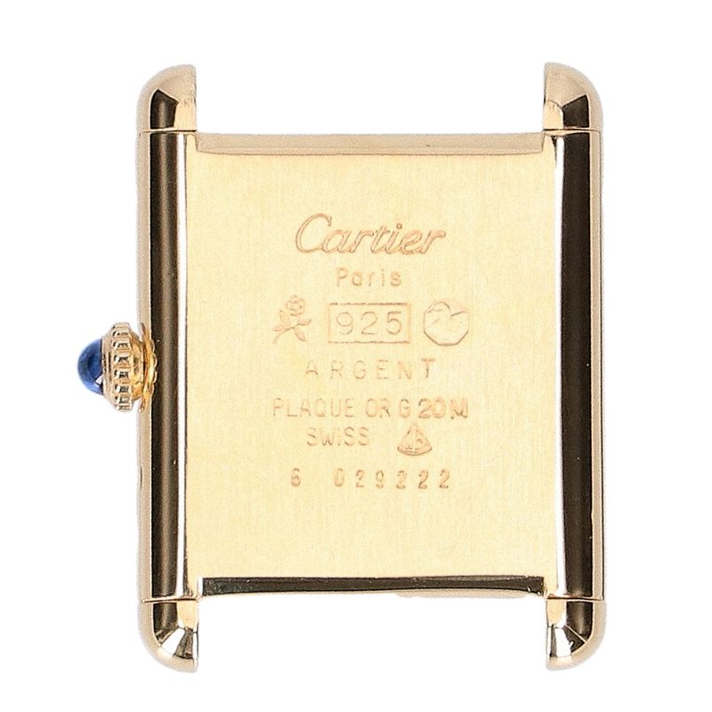 Cartier 76-81 925 Must Tank Vermeil Lm Black Dial with Manual Winding