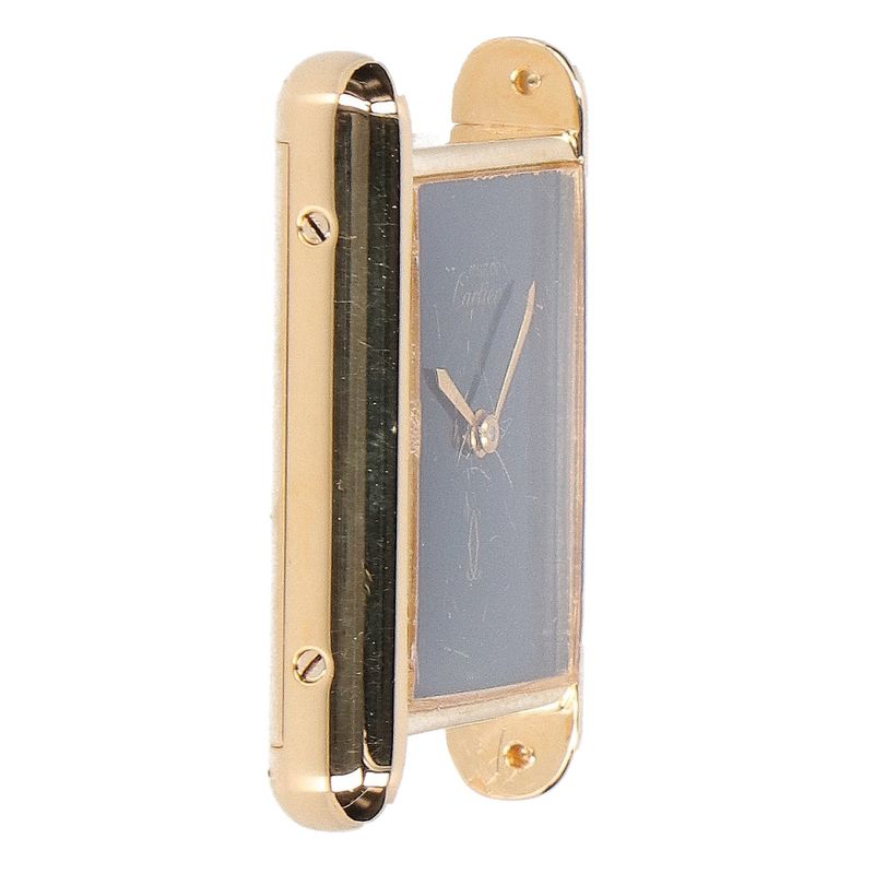 Cartier 76-81 925 Must Tank Vermeil Lm Black Dial with Manual Winding