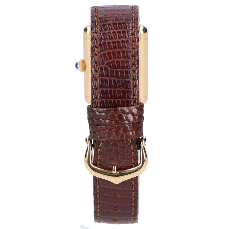 Cartier 76-81 925 Must Tank Vermeil Sm Ivory Dial Manual Leather