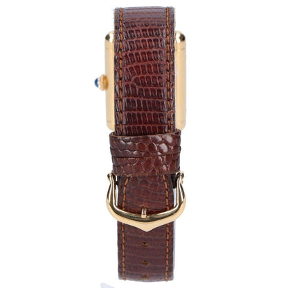 Cartier 76-81 925 Must Tank Vermeil Sm Ivory Dial Manual Leather