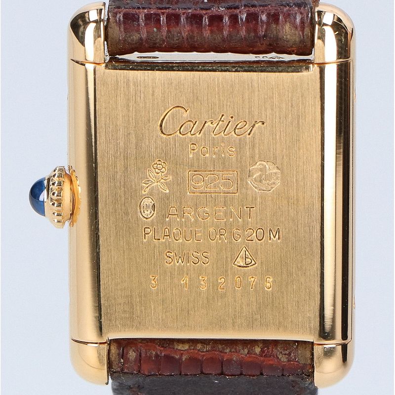 Cartier 76-81 925 Must Tank Vermeil Sm Ivory Dial Manual Leather