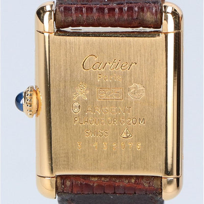 Cartier 76-81 925 Must Tank Vermeil Sm Ivory Dial Manual Leather