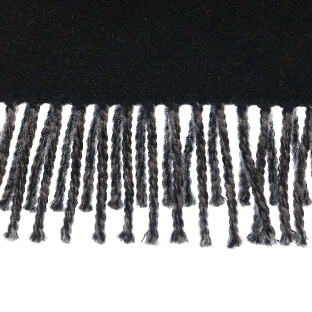 Louis Vuitton Escharp City Alps Logo Patch Fringe Muffler Stole Black