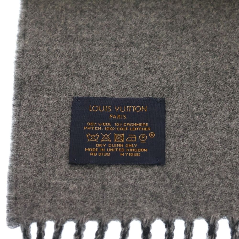 Louis Vuitton Escharp City Alps Logo Patch Fringe Muffler Stole Black