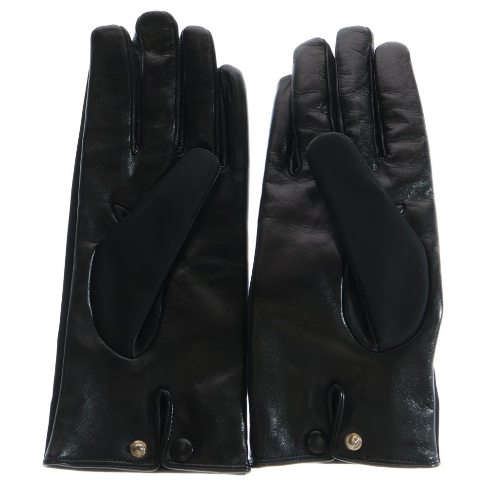 Prada Triangle Triangle Logo Plate Leather Gloves Black