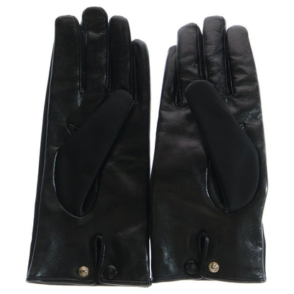 Prada Triangle Triangle Logo Plate Leather Gloves Black