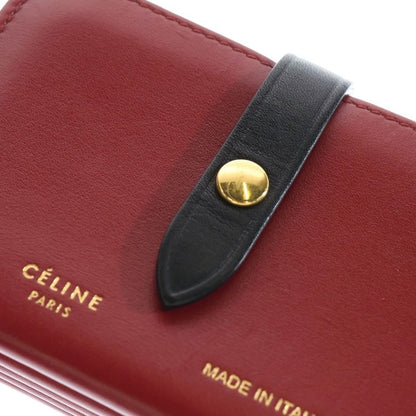 Celine Accordion Card Case Wallet Compact Wallet Business Card Holder Red X