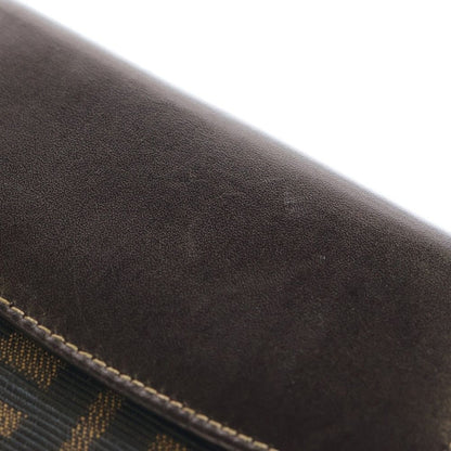 Fendi Zucca Pattern Bifold Wallet Compact Wallet Card Case Brown Leather X