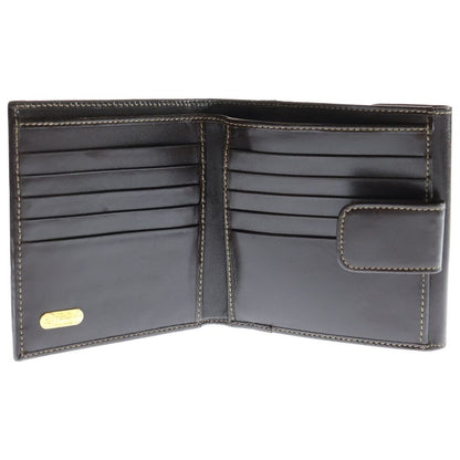 Fendi Zucca Pattern Bifold Wallet Compact Wallet Card Case Brown Leather X