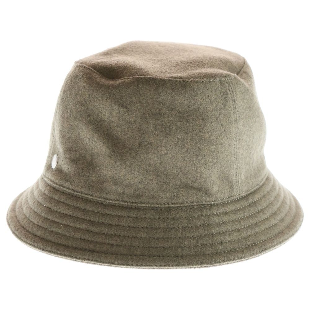 Hermes Bucket Hat Hat Cashmere Khaki Olive Brown Silver Hardware