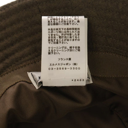 Hermes Bucket Hat Hat Cashmere Khaki Olive Brown Silver Hardware