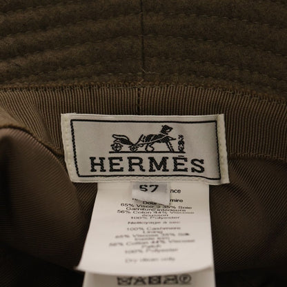 Hermes Bucket Hat Hat Cashmere Khaki Olive Brown Silver Hardware