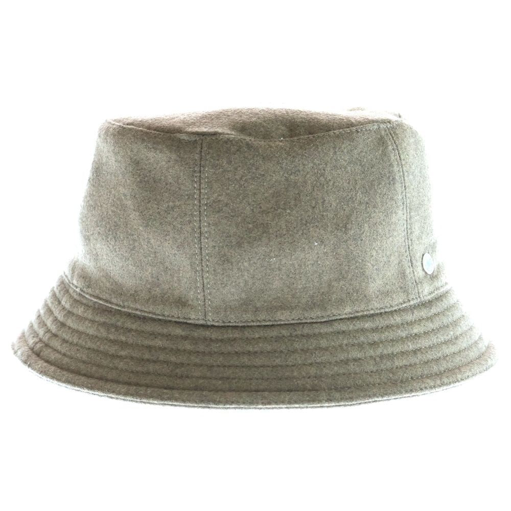 Hermes Bucket Hat Hat Cashmere Khaki Olive Brown Silver Hardware