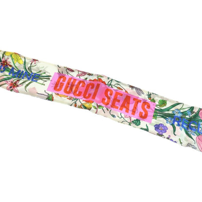 Gucci 100th Anniversary Flower Floral Silk Twill Neck Bow Scarf White Women's