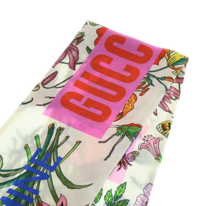 Gucci 100th Anniversary Flower Floral Silk Twill Neck Bow Scarf White Women's