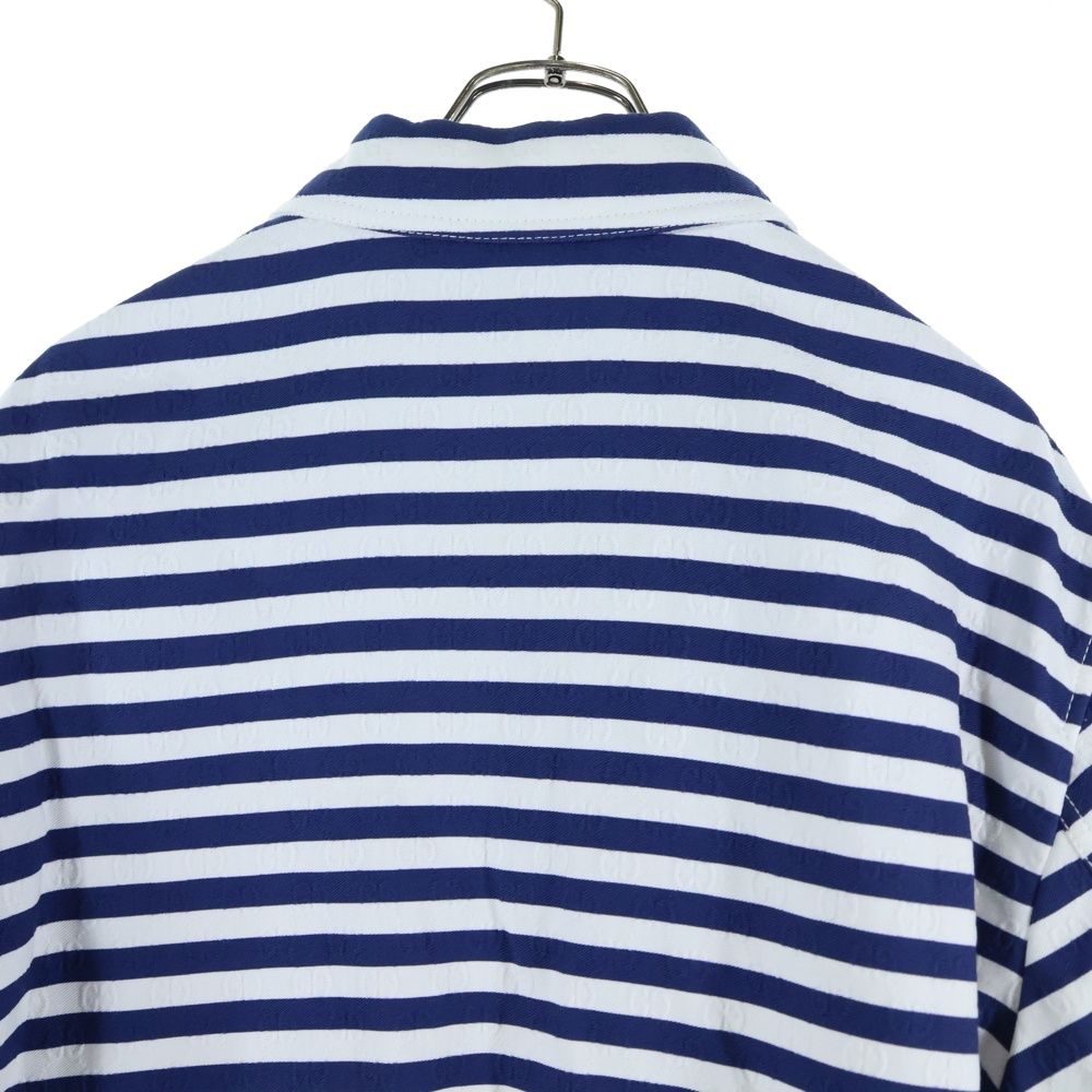 Gucci GG Cotton Jacquard Striped All Over Pattern Zip Up Jacket Navy/white