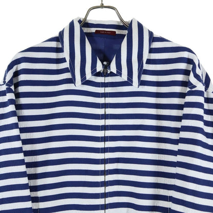 Gucci GG Cotton Jacquard Striped All Over Pattern Zip Up Jacket Navy/white