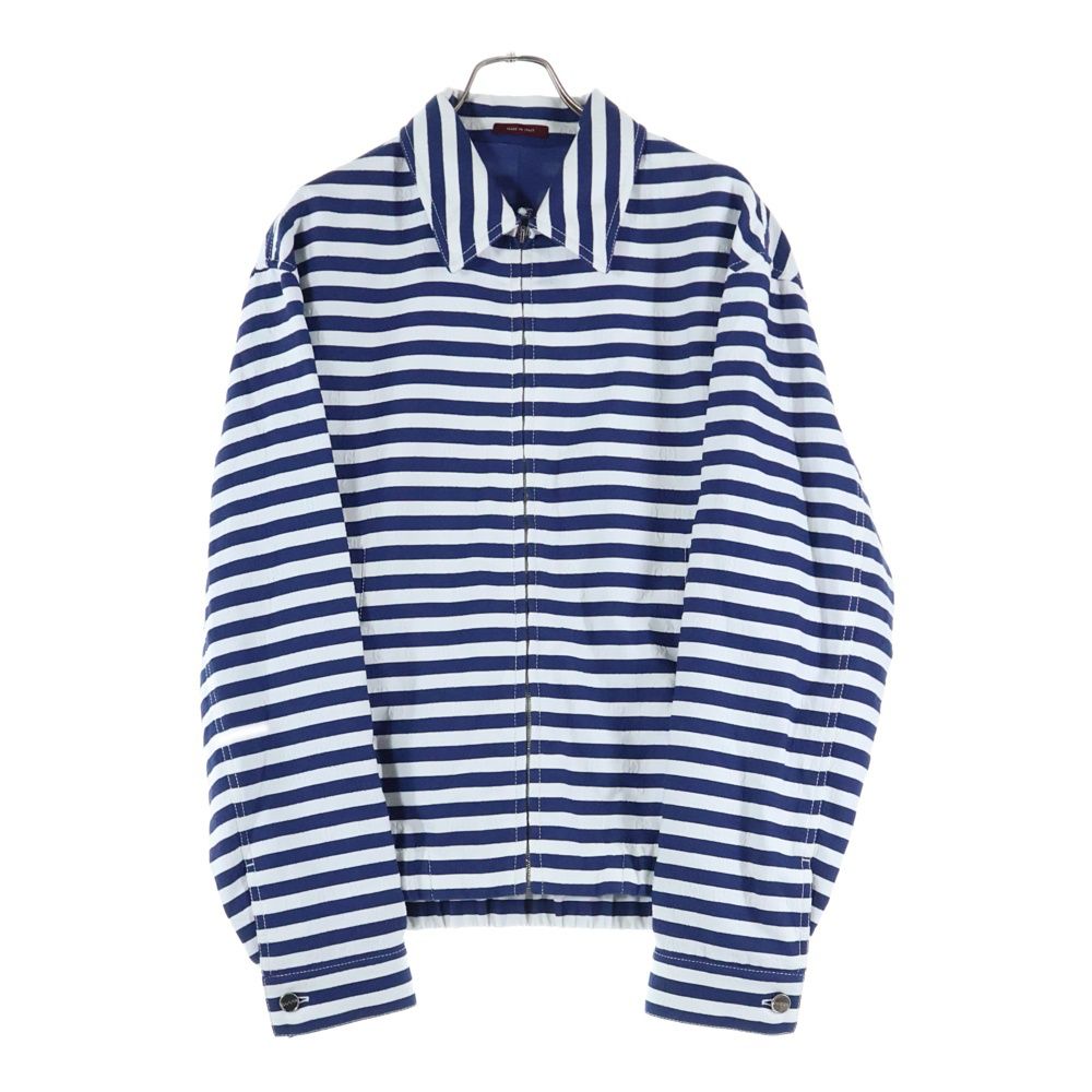 Gucci GG Cotton Jacquard Striped All Over Pattern Zip Up Jacket Navy/white