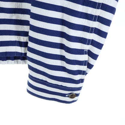 Gucci GG Cotton Jacquard Striped All Over Pattern Zip Up Jacket Navy/white