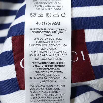 Gucci GG Cotton Jacquard Striped All Over Pattern Zip Up Jacket Navy/white