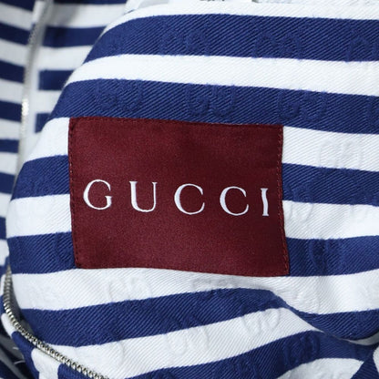 Gucci GG Cotton Jacquard Striped All Over Pattern Zip Up Jacket Navy/white