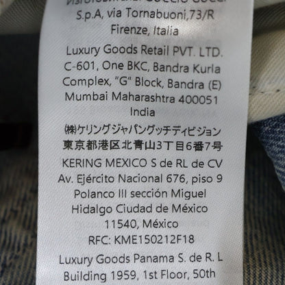 Gucci Contrast Panel Patent Leather Patch Distressed Straight Denim Pants Jeans