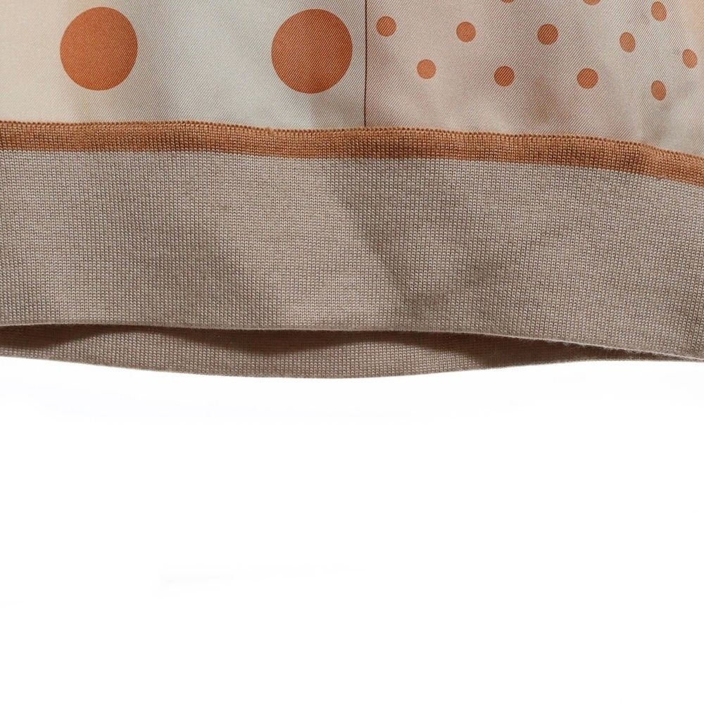 Hermes Twill Reine Dot Pattern Silk Scarf Switching Cashmere Crew Neck Long