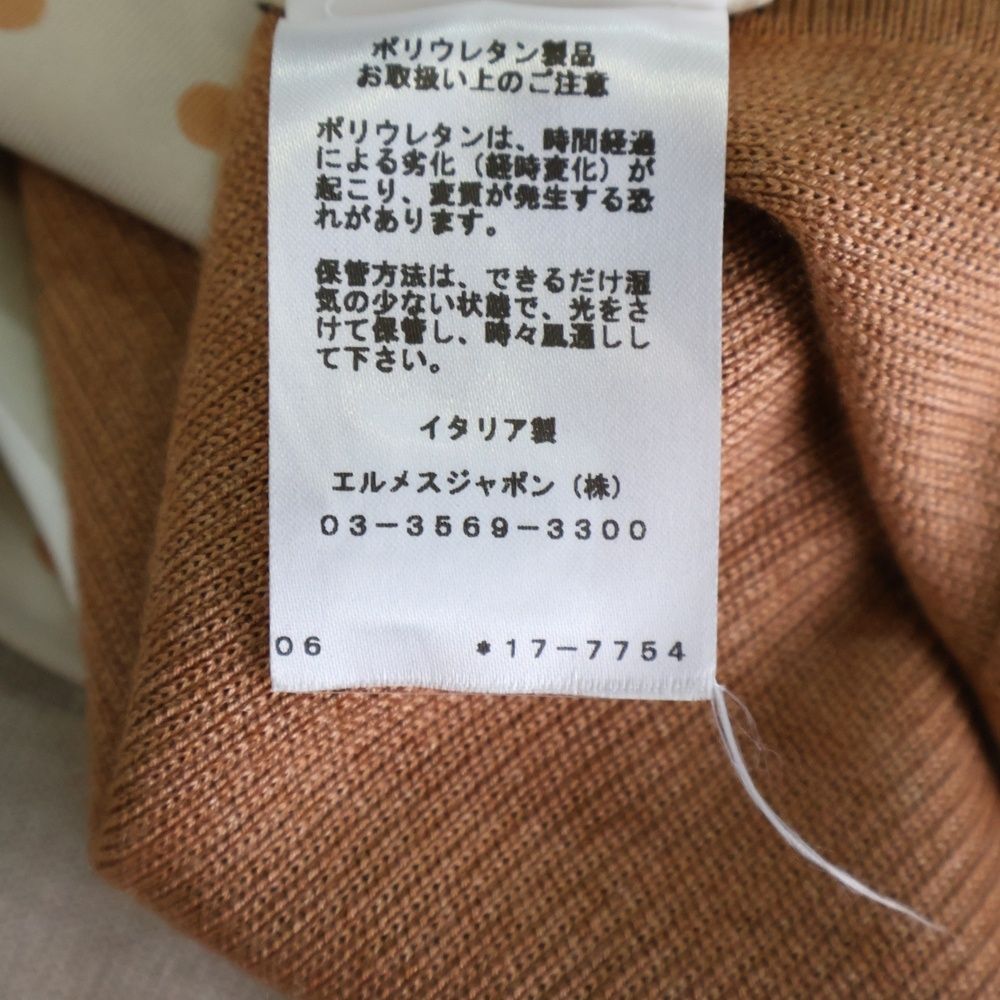 Hermes Twill Reine Dot Pattern Silk Scarf Switching Cashmere Crew Neck Long