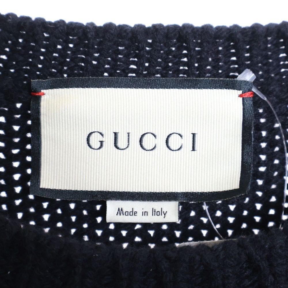 Gucci 19aw Sherry Line Cable Wool Knit Sweater Black/green/red 548115-X1561