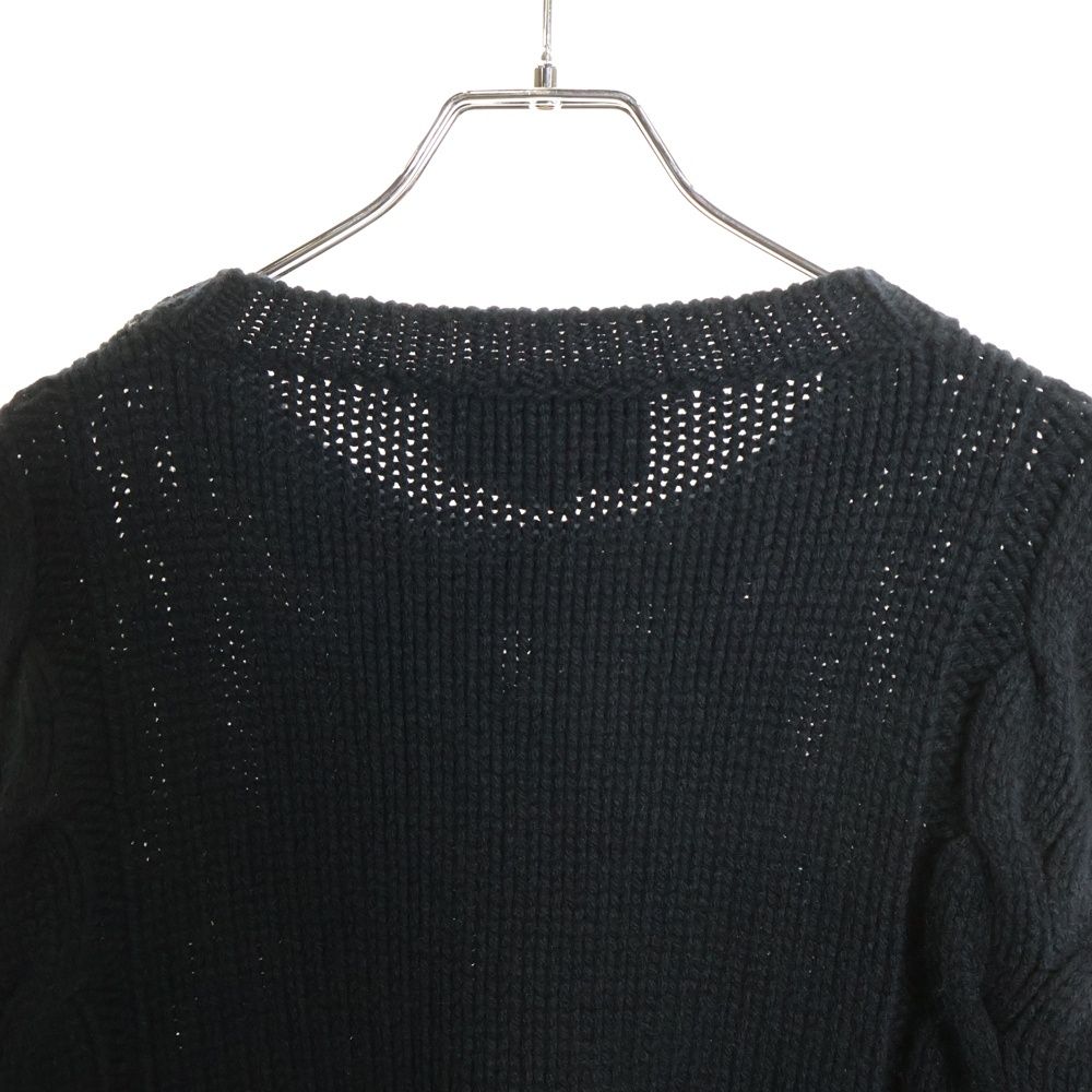 Gucci 19aw Sherry Line Cable Wool Knit Sweater Black/green/red 548115-X1561