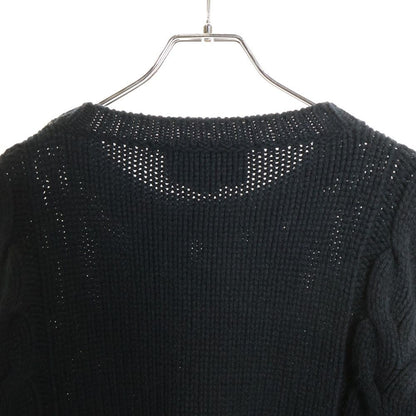 Gucci 19aw Sherry Line Cable Wool Knit Sweater Black/green/red 548115-X1561