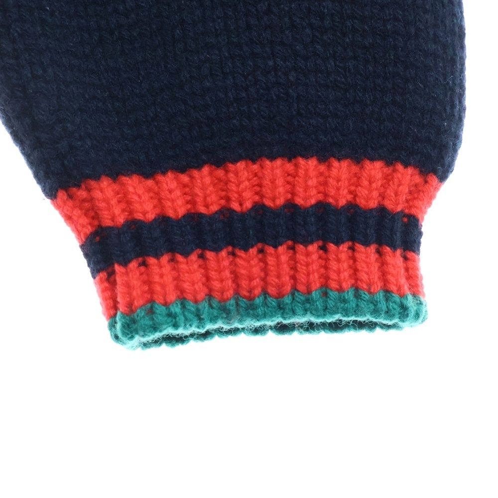 Gucci 19aw Sherry Line Cable Wool Knit Sweater Black/green/red 548115-X1561