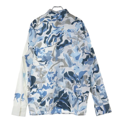 Hermes 23ss Serie Button Horse Camouflage All Over Pattern Silk Long Sleeve