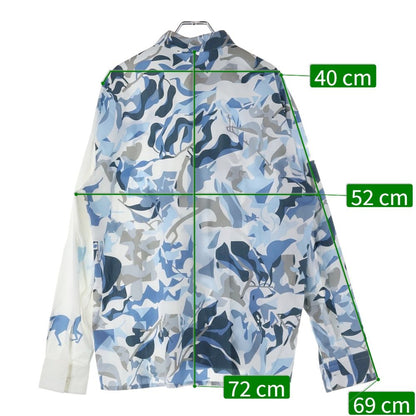 Hermes 23ss Serie Button Horse Camouflage All Over Pattern Silk Long Sleeve