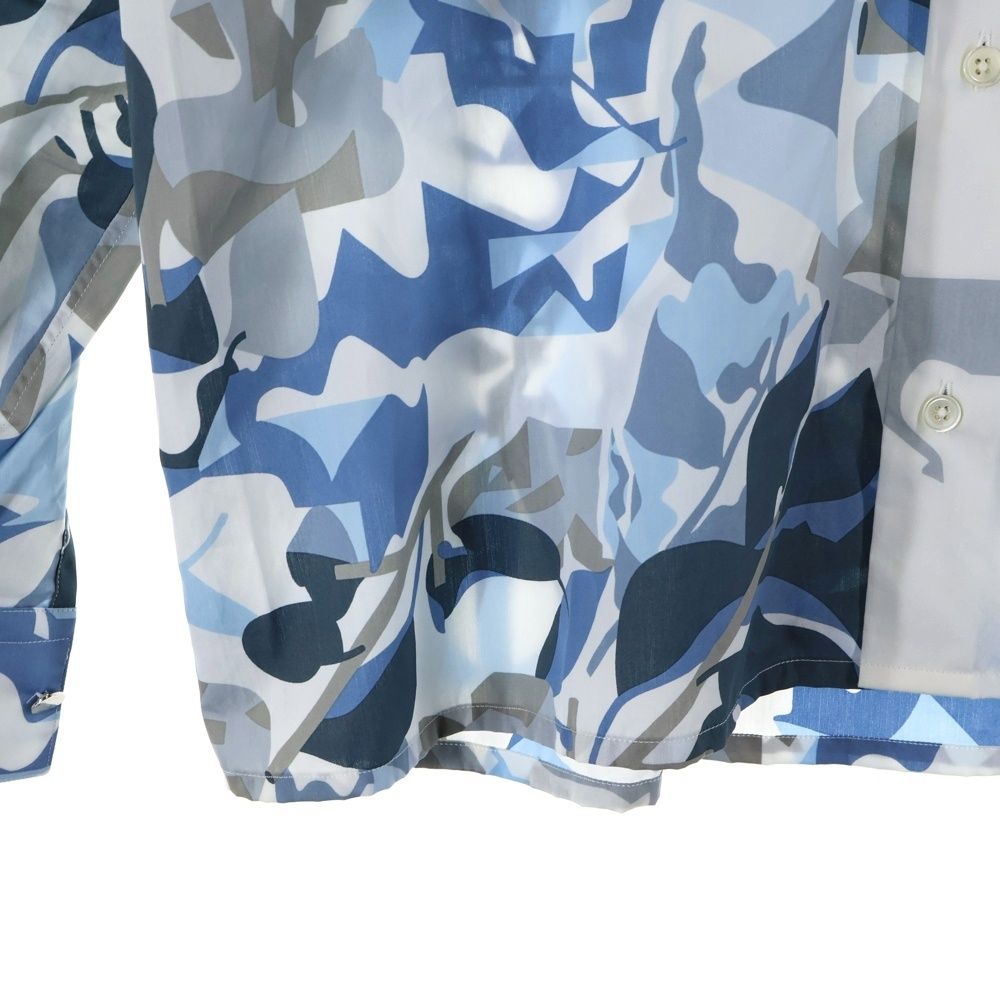 Hermes 23ss Serie Button Horse Camouflage All Over Pattern Silk Long Sleeve