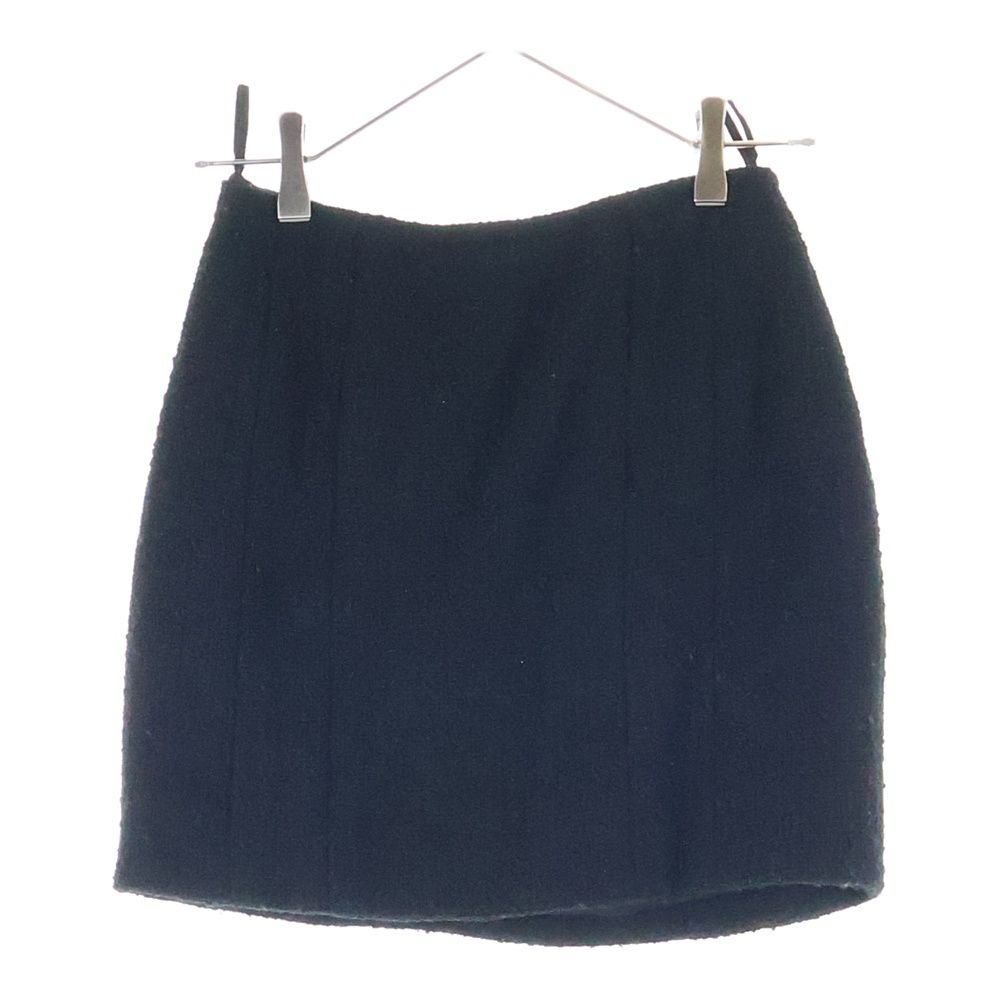 Chanel 94aw Wool Tweed Tight Mini Skirt Black Women's