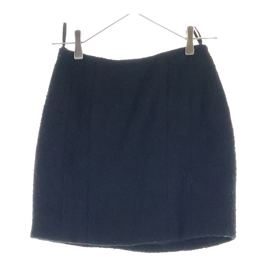 Chanel 94aw Wool Tweed Tight Mini Skirt Black Women's
