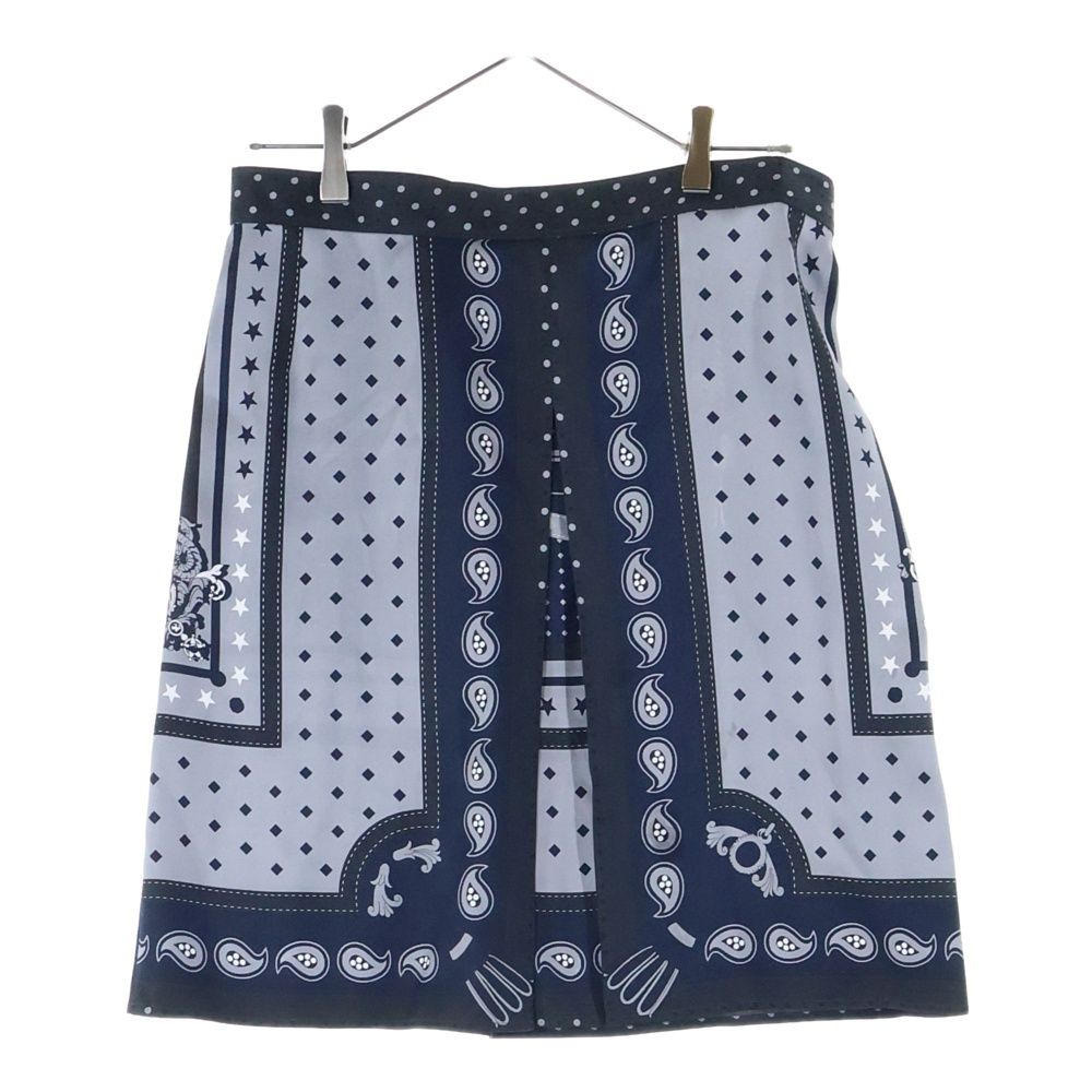 Hermes 22aw Silk Scarf Pattern Print Medium Skirt Gray/navy Women's