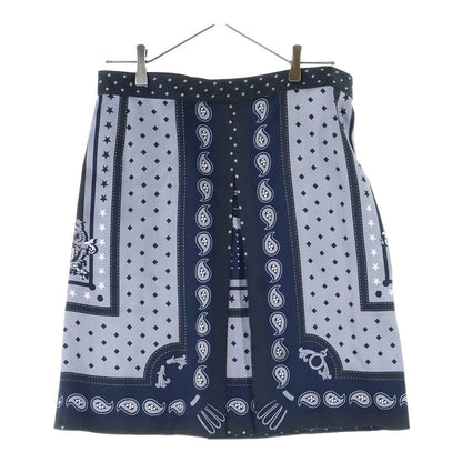 Hermes 22aw Silk Scarf Pattern Print Medium Skirt Gray/navy Women's