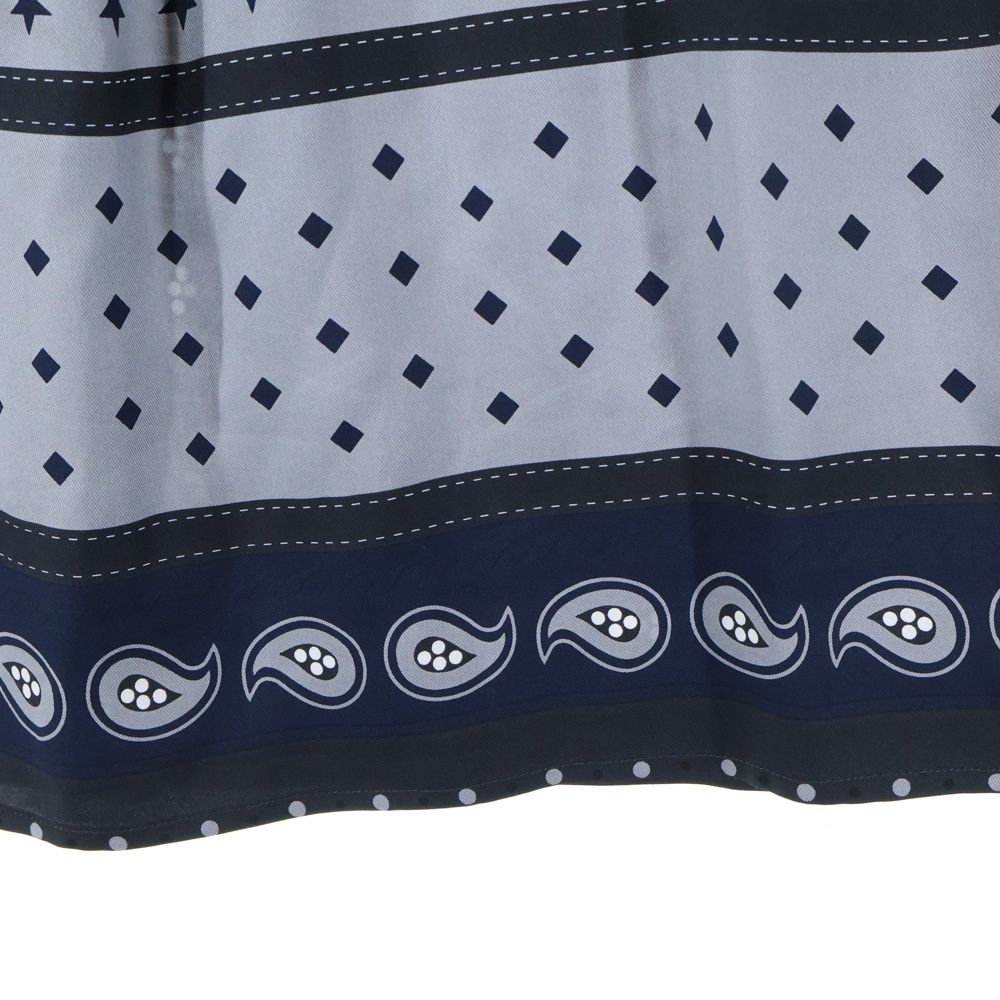 Hermes 22aw Silk Scarf Pattern Print Medium Skirt Gray/navy Women's