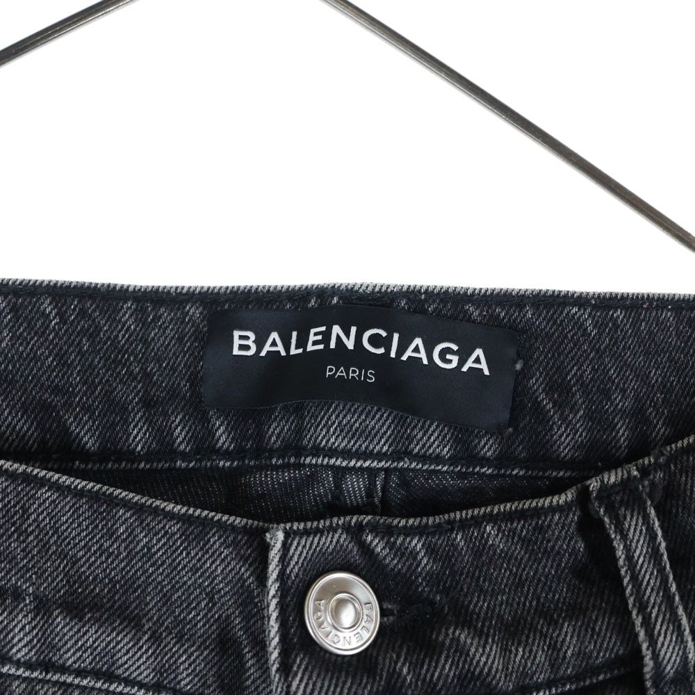 Balenciaga 18ss Distressed Washed Straight Denim Pants Black 486225 Tue14