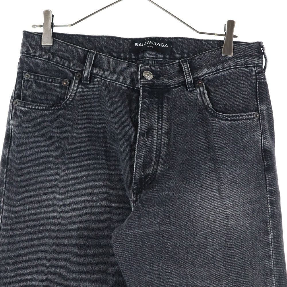 Balenciaga 18ss Distressed Washed Straight Denim Pants Black 486225 Tue14