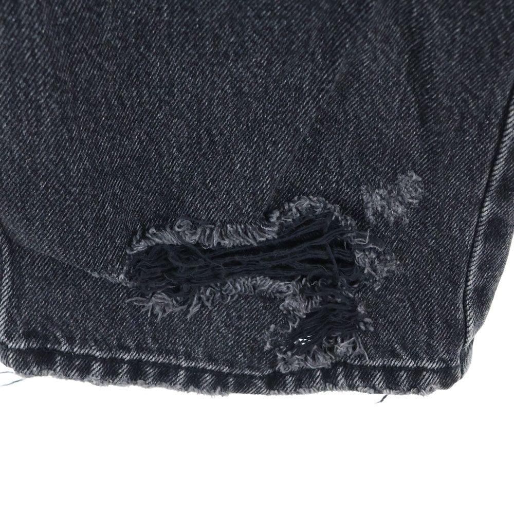 Balenciaga 18ss Distressed Washed Straight Denim Pants Black 486225 Tue14