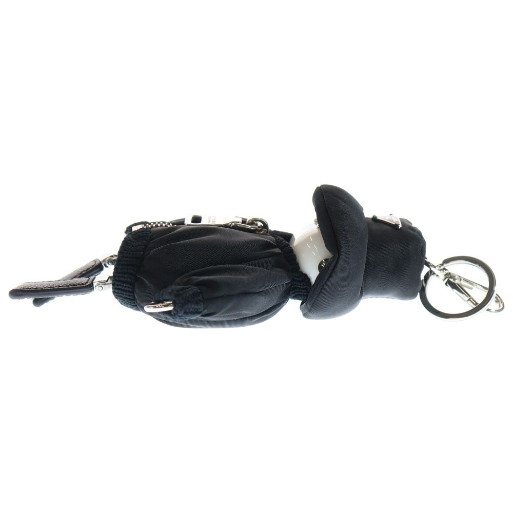 Prada Soft Robot Re-Nylon Bag Charm Key Holder Key Ring Black Nylon 1tt181