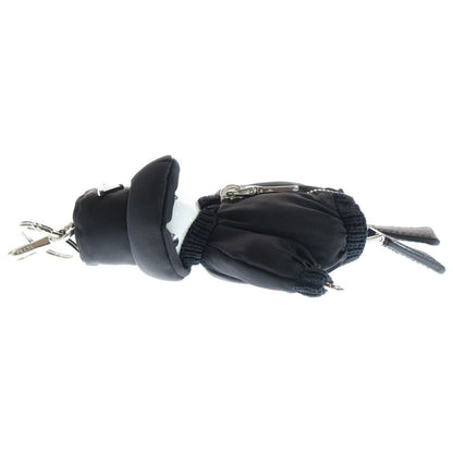 Prada Soft Robot Re-Nylon Bag Charm Key Holder Key Ring Black Nylon 1tt181