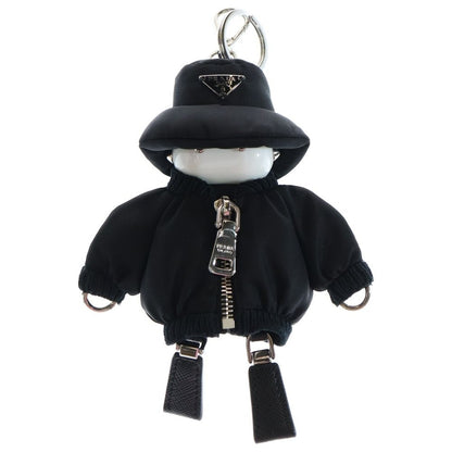 Prada Soft Robot Re-Nylon Bag Charm Key Holder Key Ring Black Nylon 1tt181